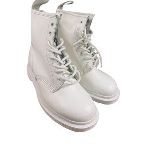 Dr. Martens White 1460 Lace-Up Leather Combat Boots Women's 10 Men's 8